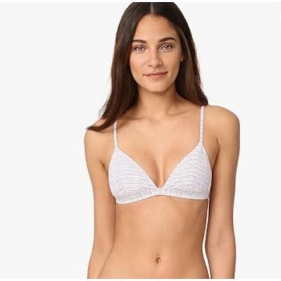 Eberjey Women Taylor Lines Bikini Top Size M Multicolor Pinstriped Swimwear NWT - Picture 1 of 9